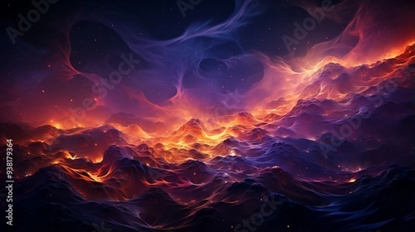 Obraz a celestial pattern with planets, stars, and cosmic dust clouds.