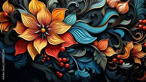 Obraz a pattern inspired by Indian henna s.