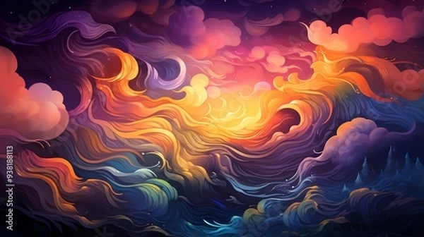 Obraz a pattern inspired by the Aurora Borealis.