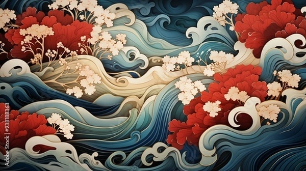 Obraz a pattern inspired by traditional Japanese kimono s.