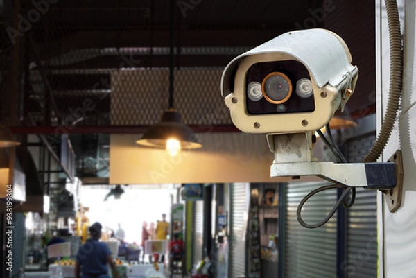 Obraz CCTV security camera on city