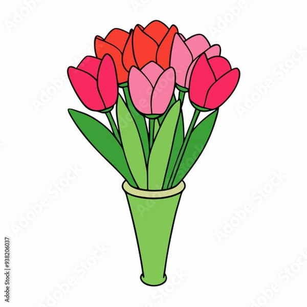 Fototapeta Tulip Bouquet Vector Design on White