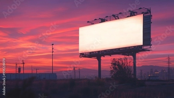 Fototapeta Blank billboard for advertisement at twilight