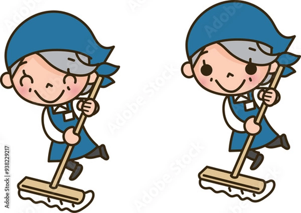 Obraz 掃除をするシニア女性