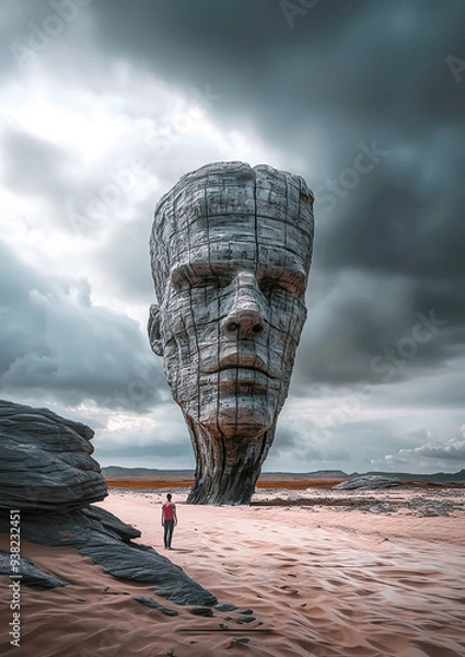 Fototapeta Desert, strange, monster head.
Generative AI