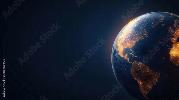 Fototapeta Close-up of a digital globe with economic policy impacts rippling across continents, concept of global economic integration