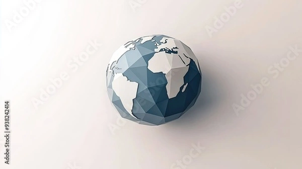 Fototapeta Abstract, minimalist design of a globe with clean geometric lines, symbolizing global unity on a neutral background.