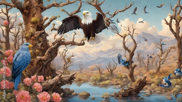 Obraz create an illustration depicting a vibrant scene in the American west