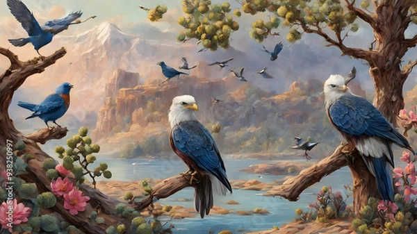 Obraz create an illustration depicting a vibrant scene in the American west