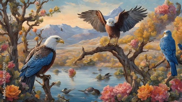 Obraz create an illustration depicting a vibrant scene in the American west
