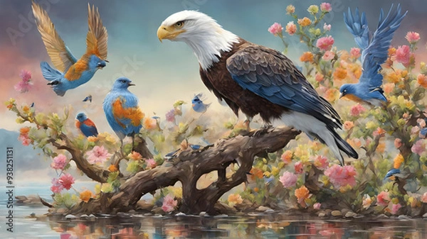 Obraz create an illustration depicting a vibrant scene in the American west