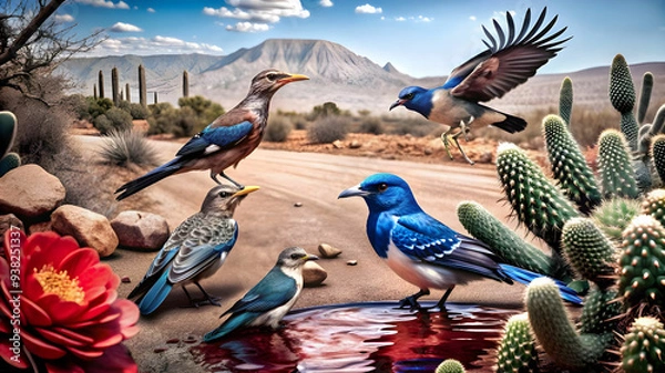 Obraz create an illustration depicting a vibrant scene in the American west