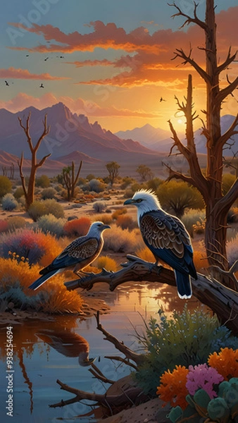 Obraz create an illustration depicting a vibrant scene in the American west