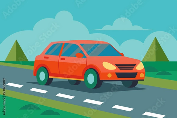 Fototapeta The car is on the road vector