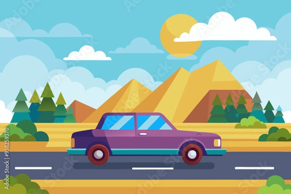 Fototapeta The car is on the road vector