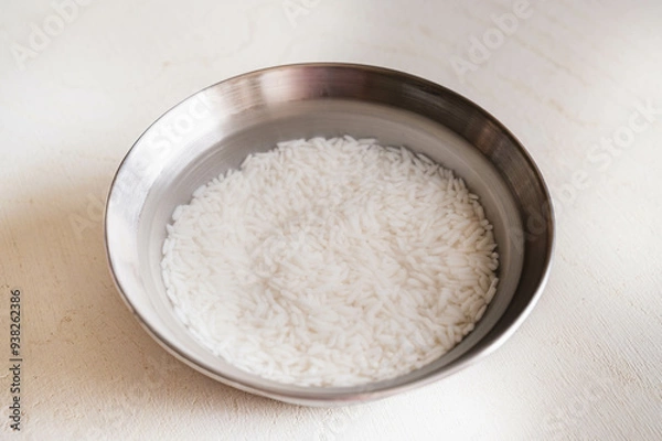 Fototapeta 洗って水につけたタイ米のもち米