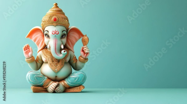 Fototapeta Ganesh Chaturthi Lord Ganesha Festival With Copy Space Clean And Minimal Banner Template Design