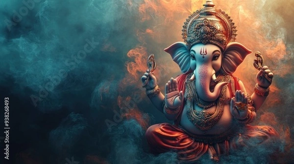 Fototapeta Ganesh Chaturthi Lord Ganesha Festival With Copy Space Clean And Minimal Banner Template Design