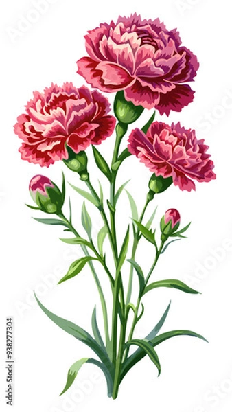 Fototapeta Carnation flower isolated on white background, Carnation illustration, Carnation flower vector