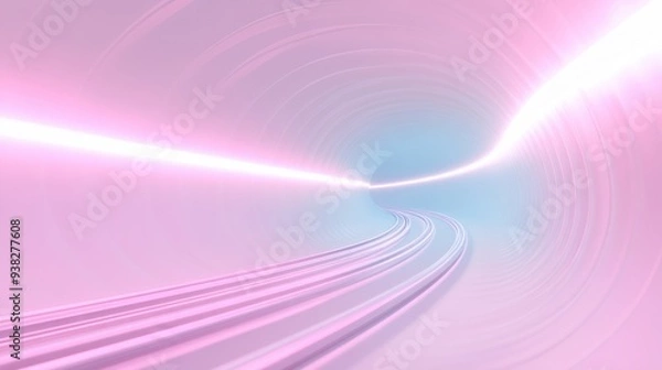 Fototapeta A pink tunnel with a white line running through it