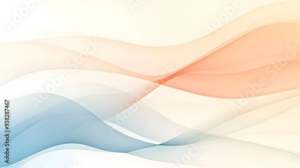 Fototapeta A minimalistic background featuring a soothing palette of soft muted colors and delicate flowing wave patterns designed to create a serene and elegant atmosphere for presentations digital artwork