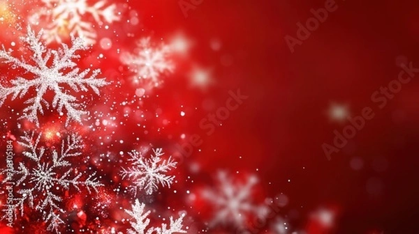 Fototapeta A red background with snowflakes on it