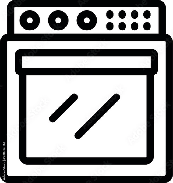 Fototapeta Simple vector illustration of a convection oven, ideal for recipe websites or cooking blogs