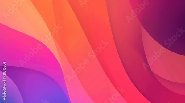 Fototapeta A vibrant abstract composition featuring flowing waves of warm pink, orange, and purple hues.