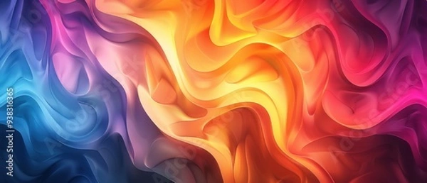 Fototapeta A colorful abstract fluid art piece with flowing waves and vibrant hues of blue, purple, orange, and red.