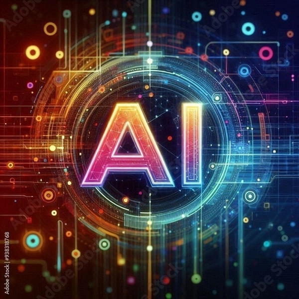 Fototapeta AI concept on abstract background. AI letters on abstract background.