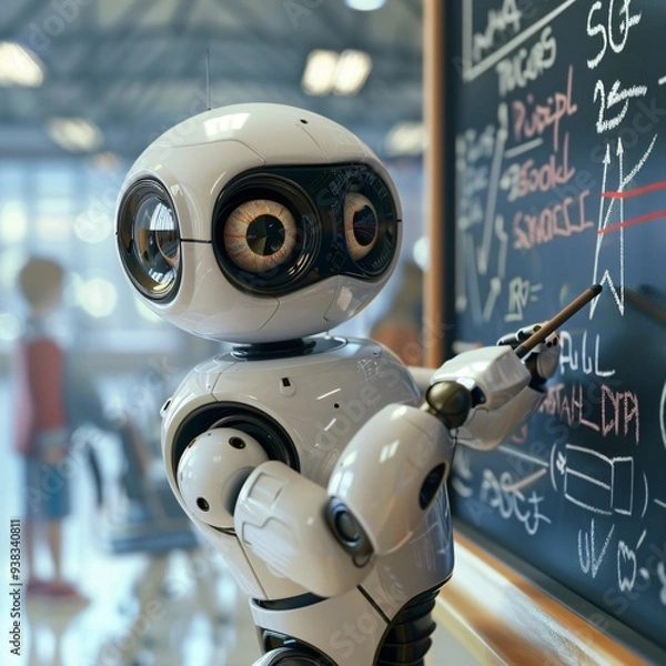 Fototapeta robot solves school problems