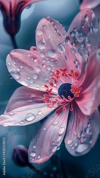 Fototapeta A beautiful, ethereal pink flower with translucent petals and sparkling details, radiating tranquility.
