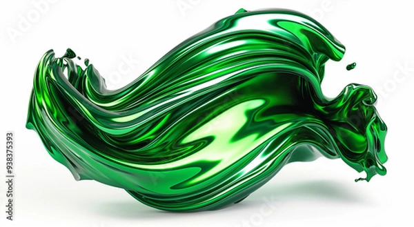 Fototapeta Green glossy fluid abstract motion shape