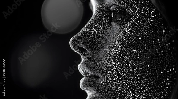 Fototapeta Silhouette Of A Young Girl's Face. Illustration On The Theme Of Art And Creativity, Drawing And Graphics.  Generative AI	
