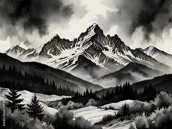 Fototapeta misty mountain landscape