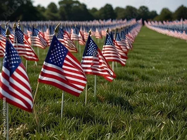 Fototapeta american flag and memorial