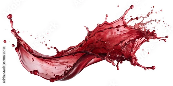 Fototapeta Elegant red liquid splash with fluid motion, isolated for creative projects. Transparent PNG file.