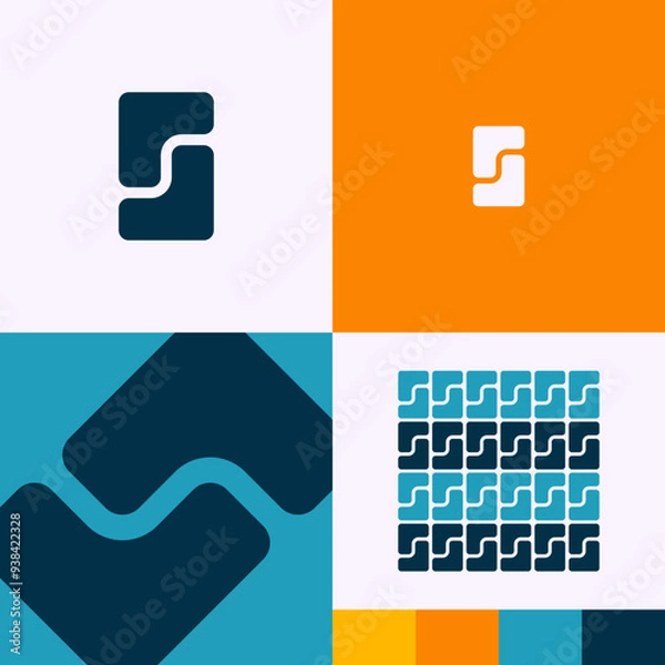Obraz Logo Abstract Modern S Letter Square Block