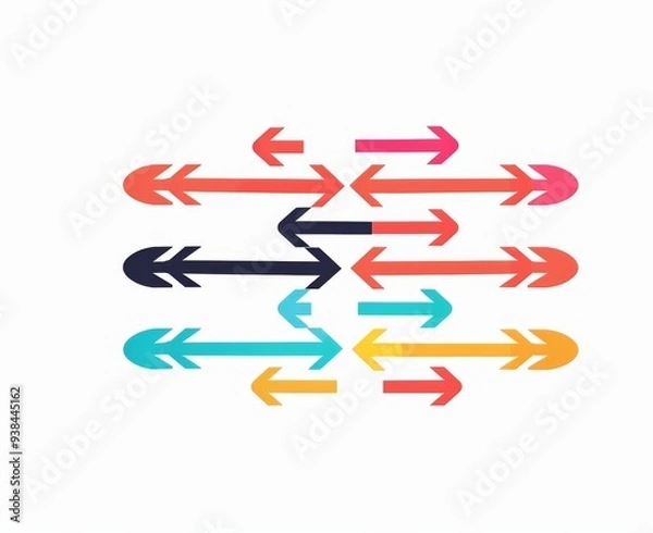 Fototapeta Multi-Directional Arrows with Subtle Gradients, Symbolizing Diverse Paths on a White Background