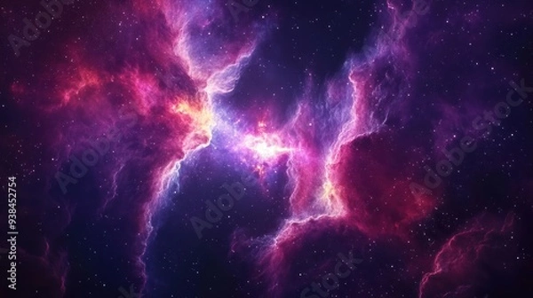Fototapeta A colorful space scene with a purple cloud in the middle