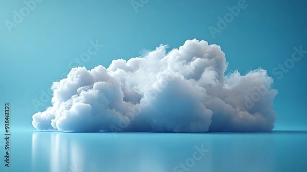 Fototapeta A large cloud of white clouds floating in the sky above a blue ocean