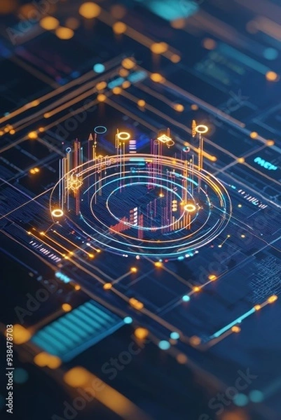 Fototapeta Abstract futuristic glowing neon light interface