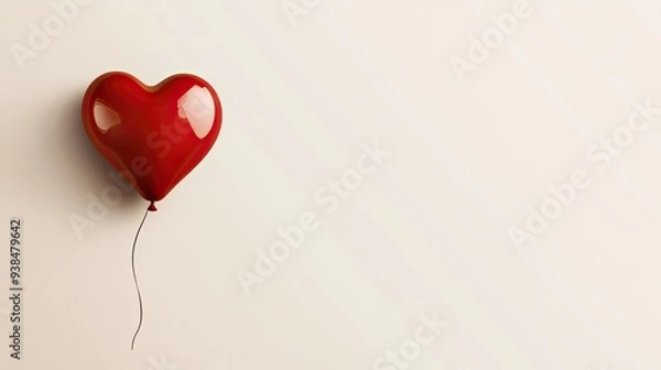 Fototapeta A playful vector of a balloon in the shape of a heart, with a light background and plenty of copy space.