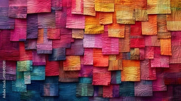 Fototapeta Abstract Quilt Art with Vibrant Colors and Textures