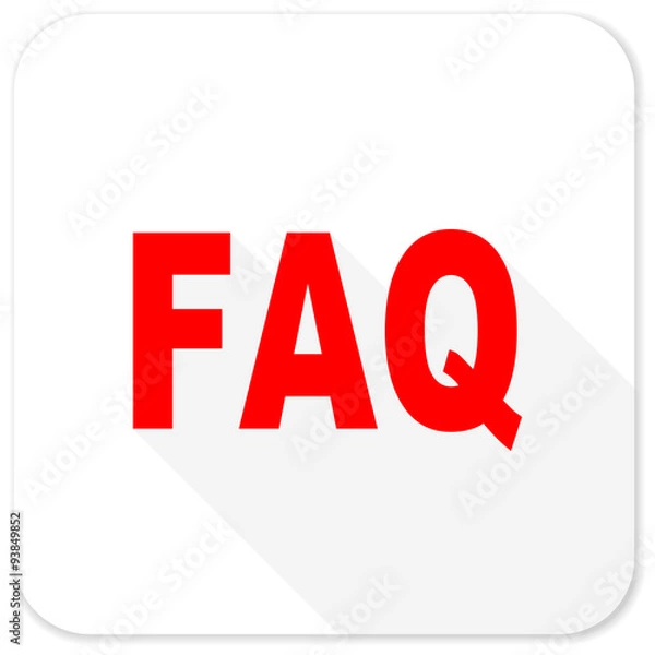Fototapeta faq red flat icon with long shadow on white background