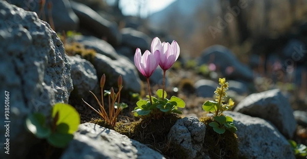 Obraz spring flowers in the snow