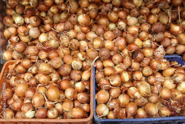 Fototapeta A pile of onions for sale