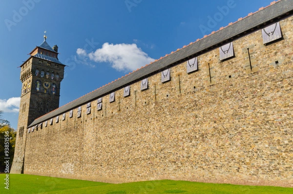 Obraz Cardiff Castle clock tower and wall