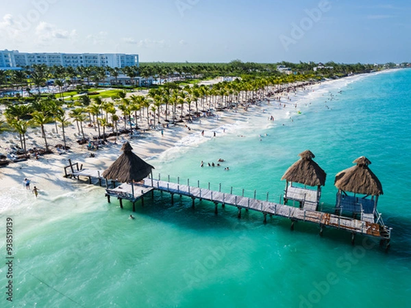 Fototapeta sandy beach with palm trees