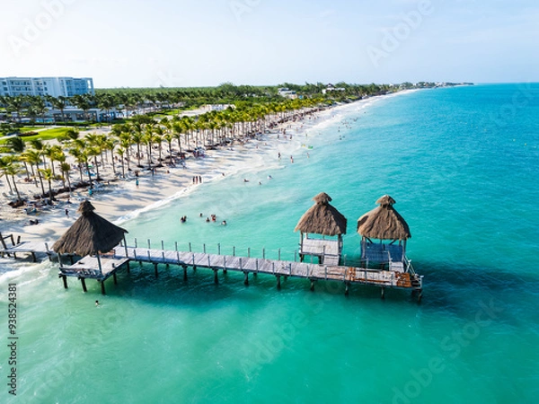 Fototapeta sandy beach with palm trees
